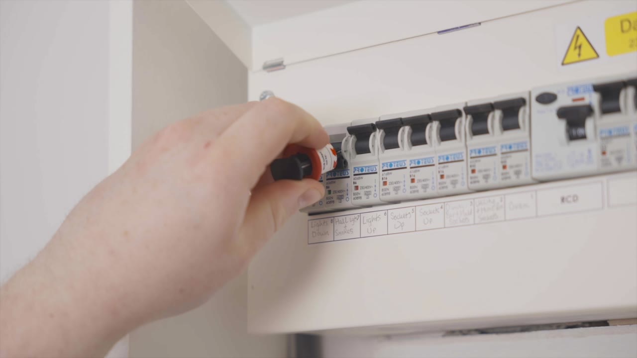A professional working on a consumer unit during practical training